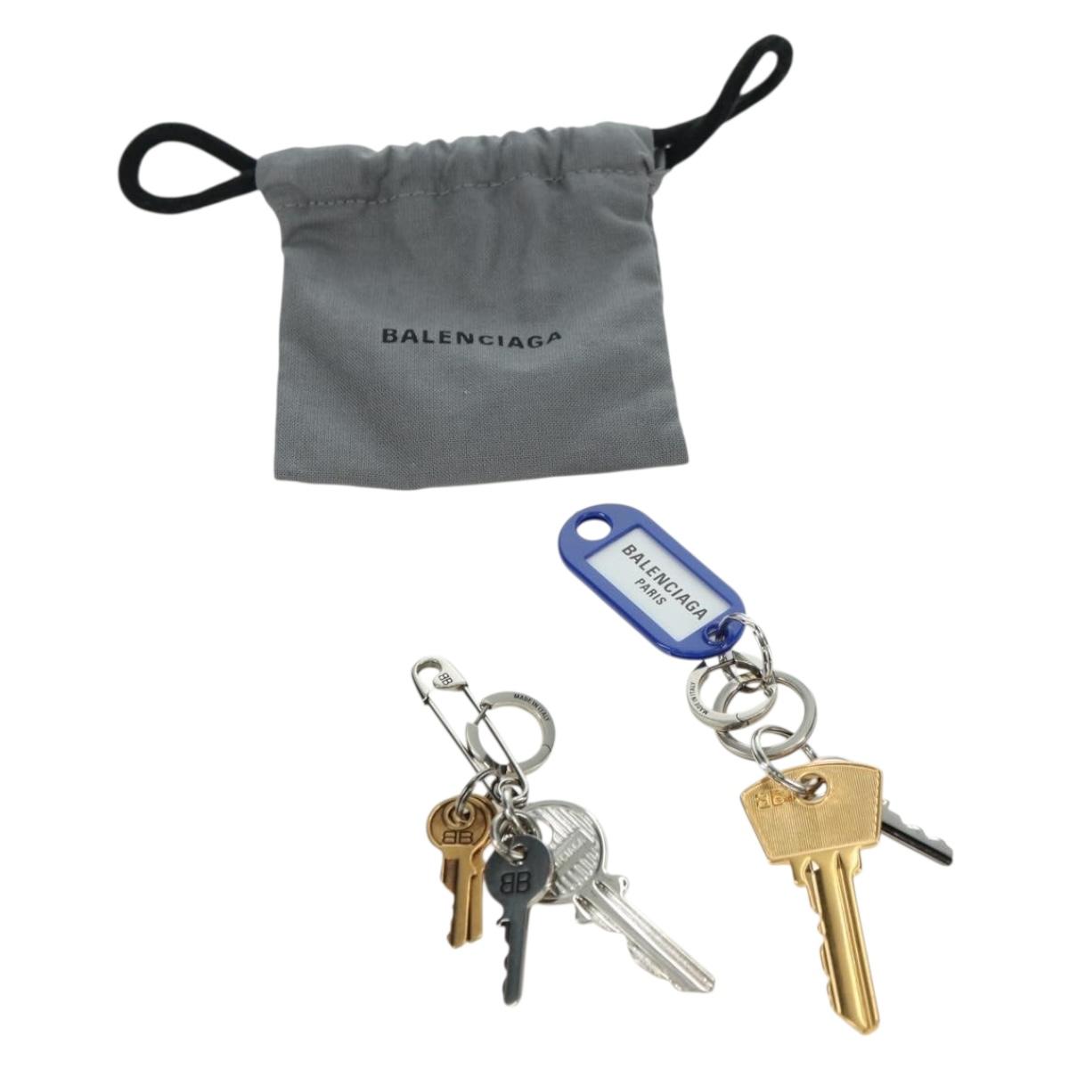 BALENCIAGA Old School Pierce metal Silver Gold Auth bs35093SAM
