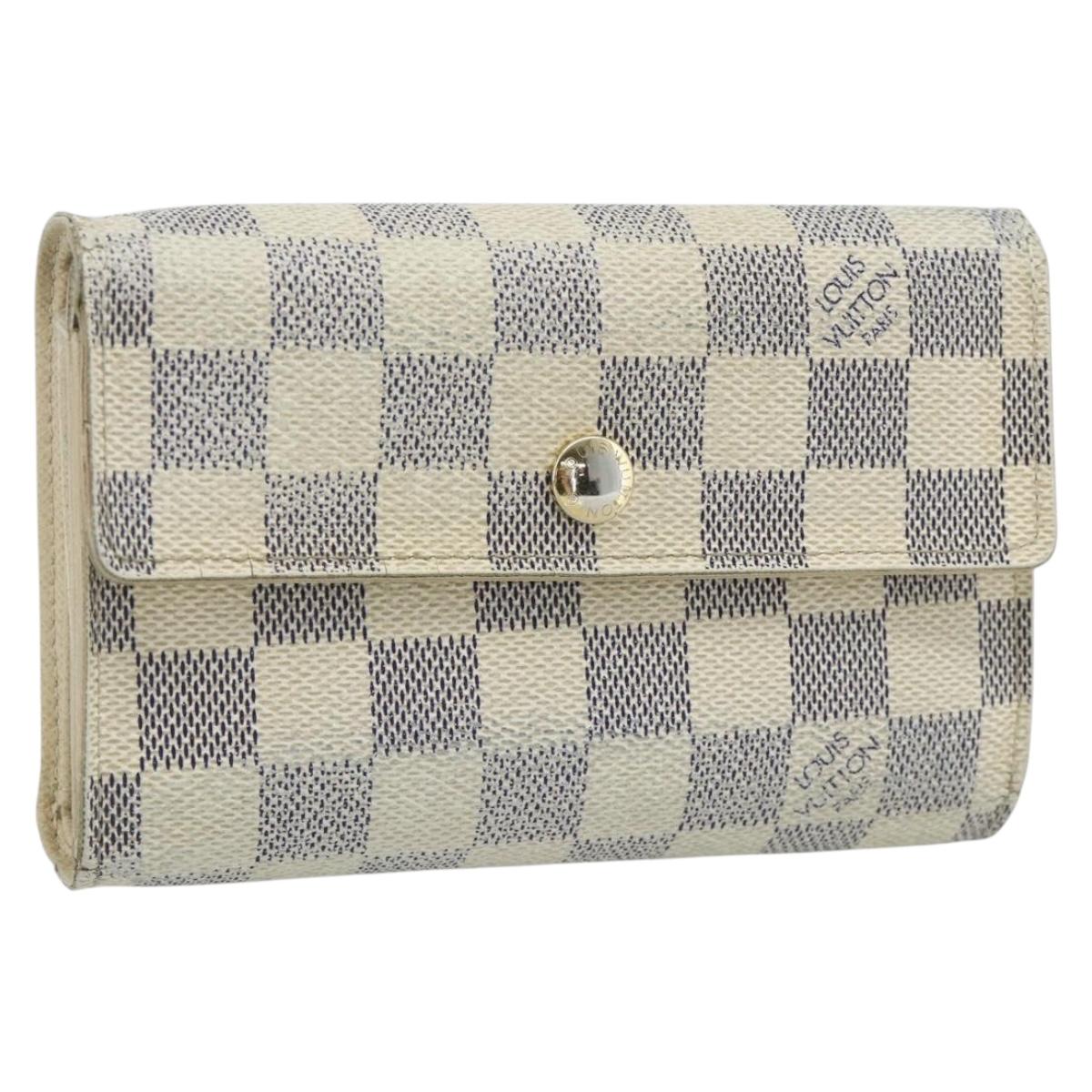 LOUIS VUITTON Damier Azur Portefeuille Alexandra Wallet Damier Azur Auth bs35094