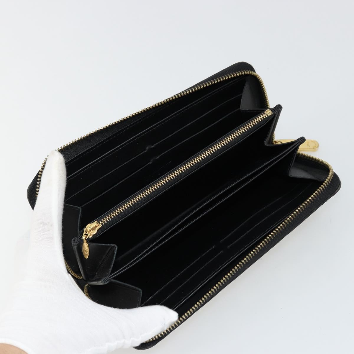 LOUIS VUITTON Vernis Yayoi Kusama Zippy Wallet White Black M91573 Auth bs35097A