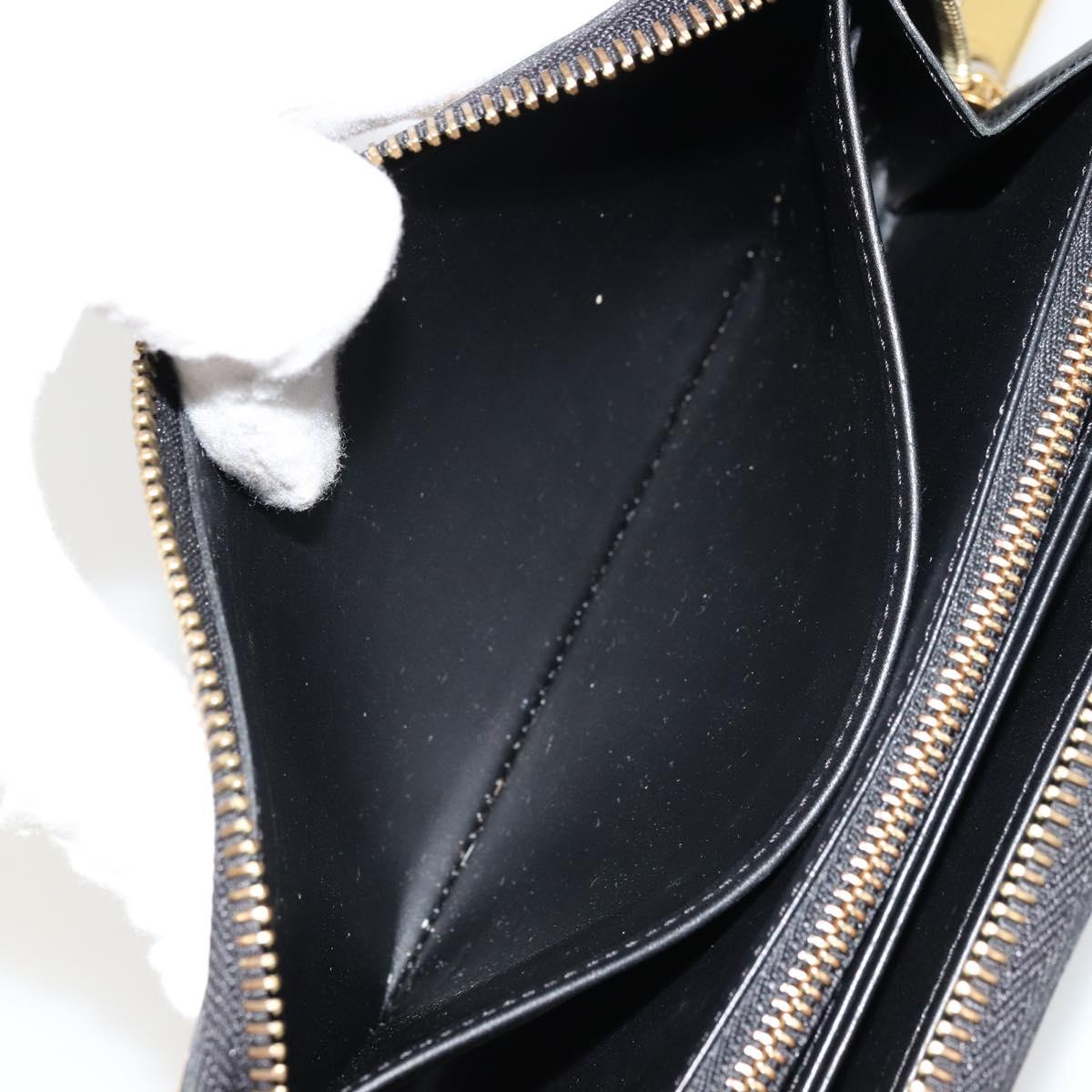 LOUIS VUITTON Vernis Yayoi Kusama Zippy Wallet White Black M91573 Auth bs35097A