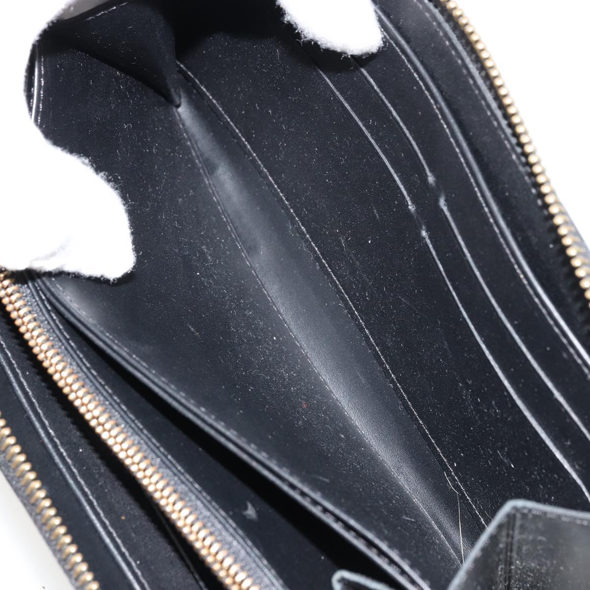 LOUIS VUITTON Vernis Yayoi Kusama Zippy Wallet White Black M91573 Auth bs35097A
