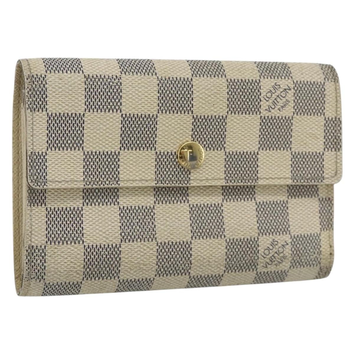LOUIS VUITTON Damier Azur Portefeuille Alexandra Wallet Damier Azur Auth bs35098