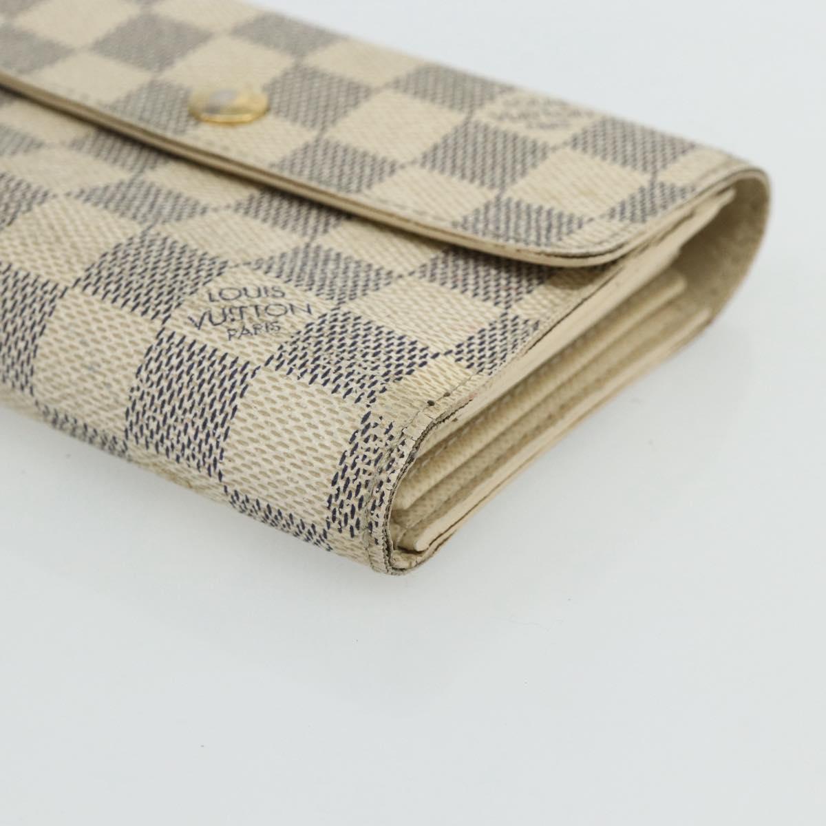 LOUIS VUITTON Damier Azur Portefeuille Alexandra Wallet Damier Azur Auth bs35098