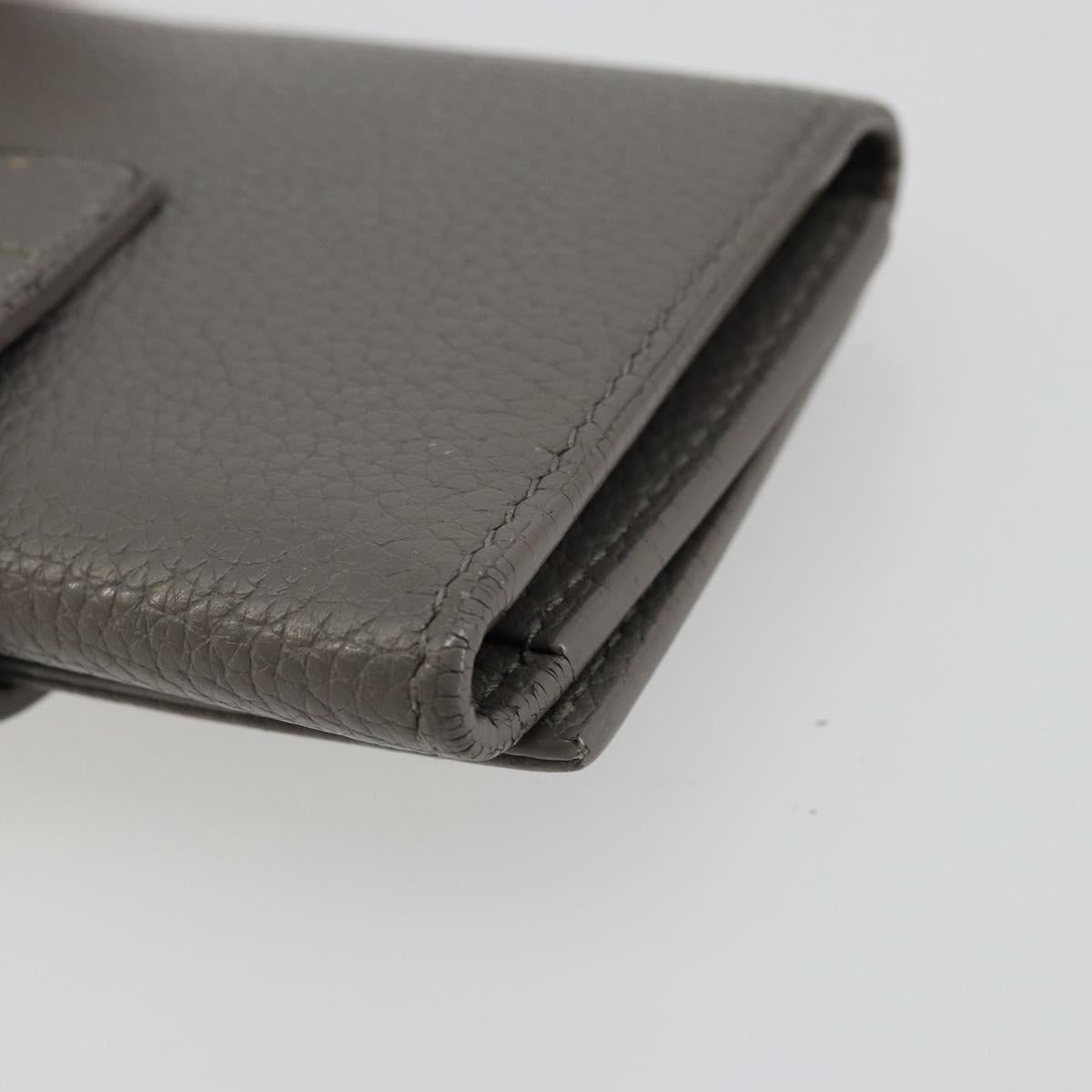 SAINT LAURENT Key Case Leather Gray Silver Auth bs35102