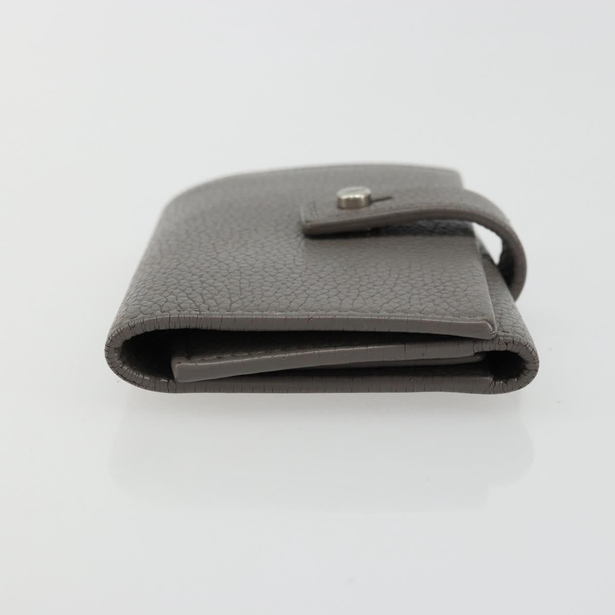 SAINT LAURENT Key Case Leather Gray Silver Auth bs35102