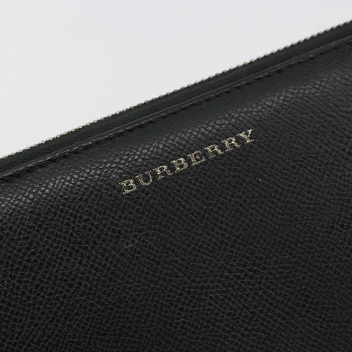 BURBERRY Long Wallet Leather Black Auth bs35104