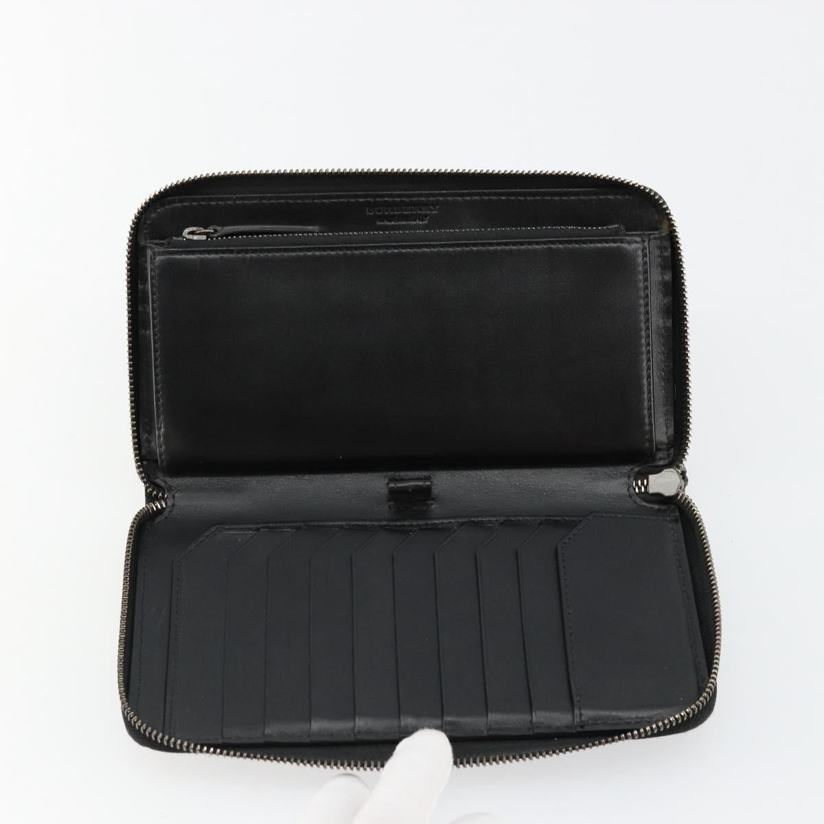 BURBERRY Long Wallet Leather Black Auth bs35104