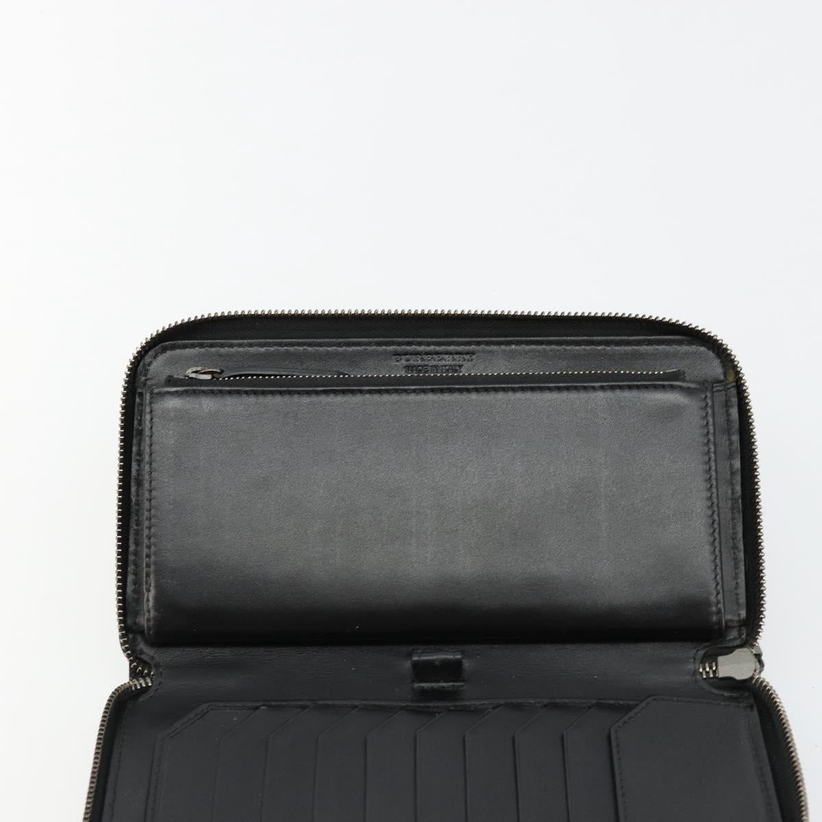 BURBERRY Long Wallet Leather Black Auth bs35104