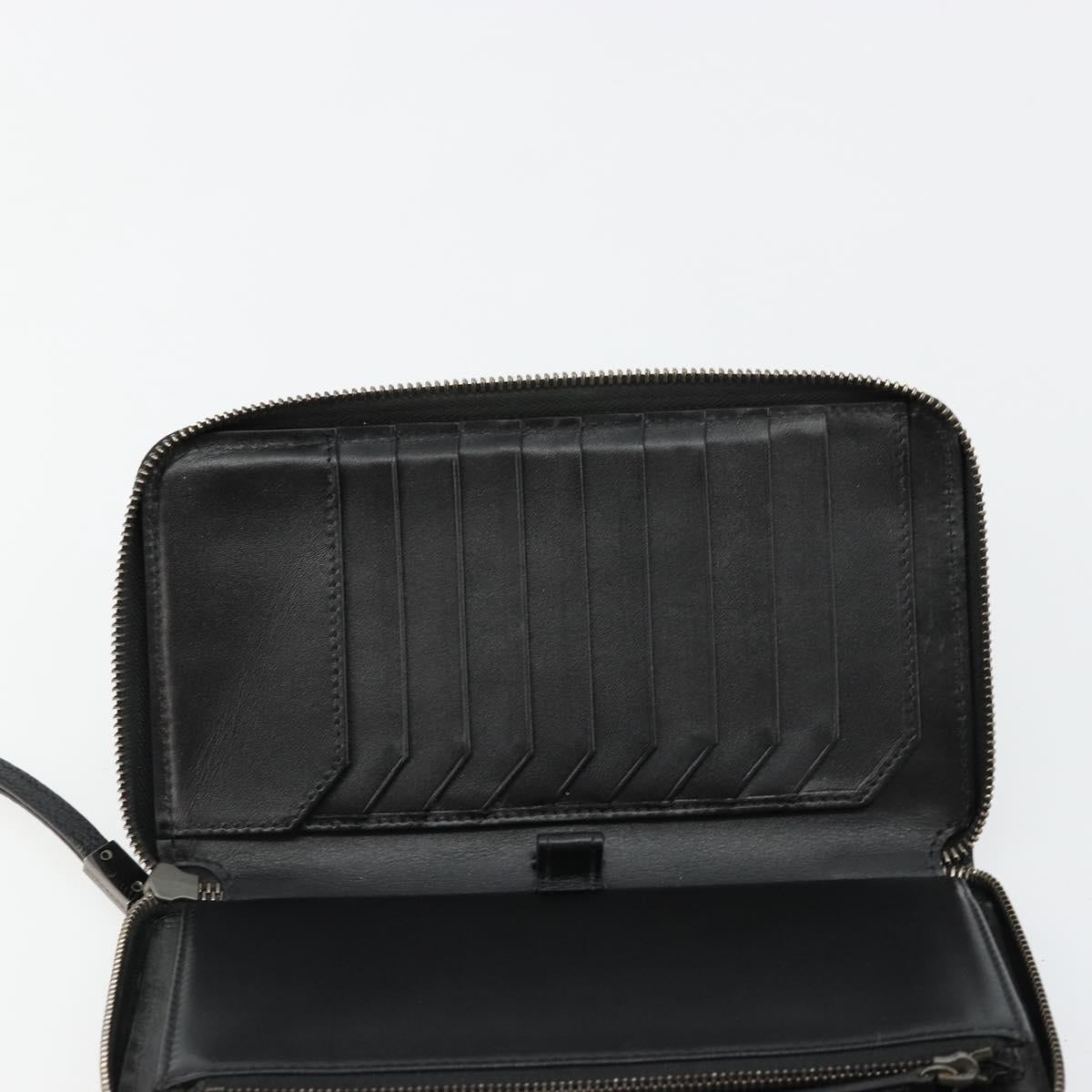 BURBERRY Long Wallet Leather Black Auth bs35104