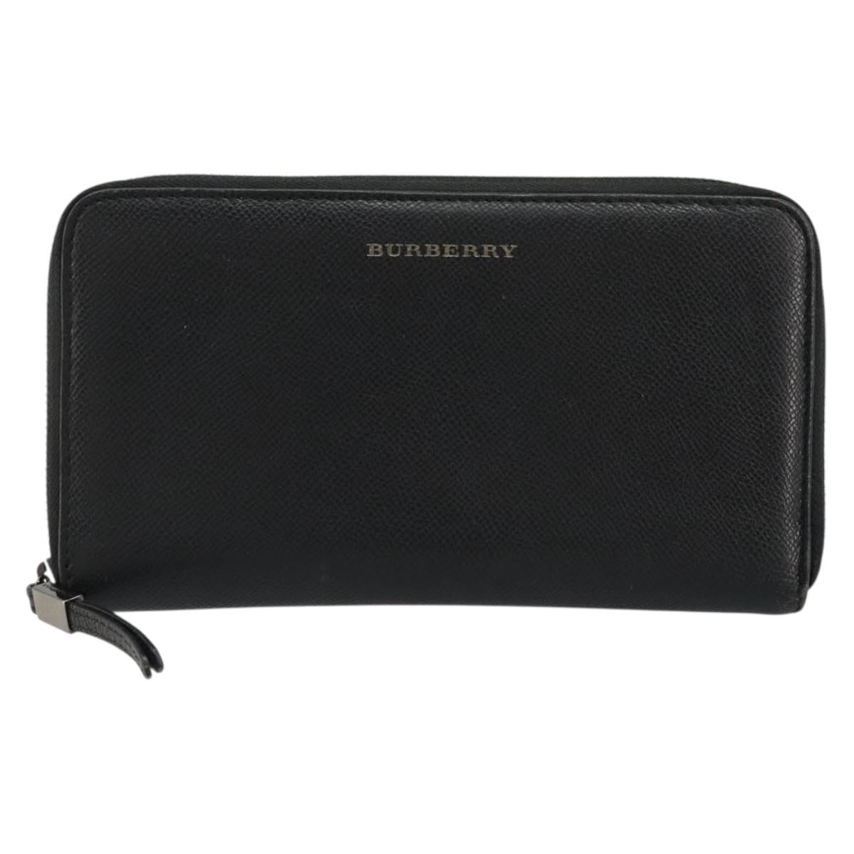 BURBERRY Long Wallet Leather Black Auth bs35104