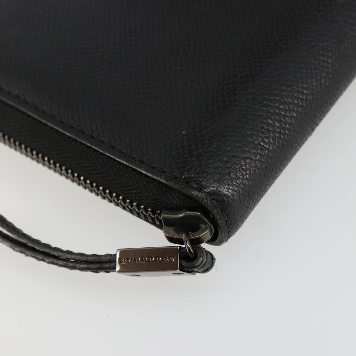 BURBERRY Long Wallet Leather Black Auth bs35104