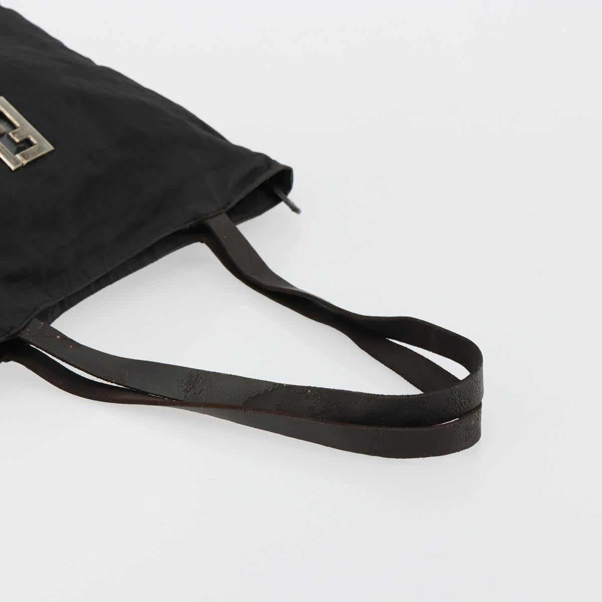 FENDI Zucca Canvas Tote Bag Black Silver Auth bs35105