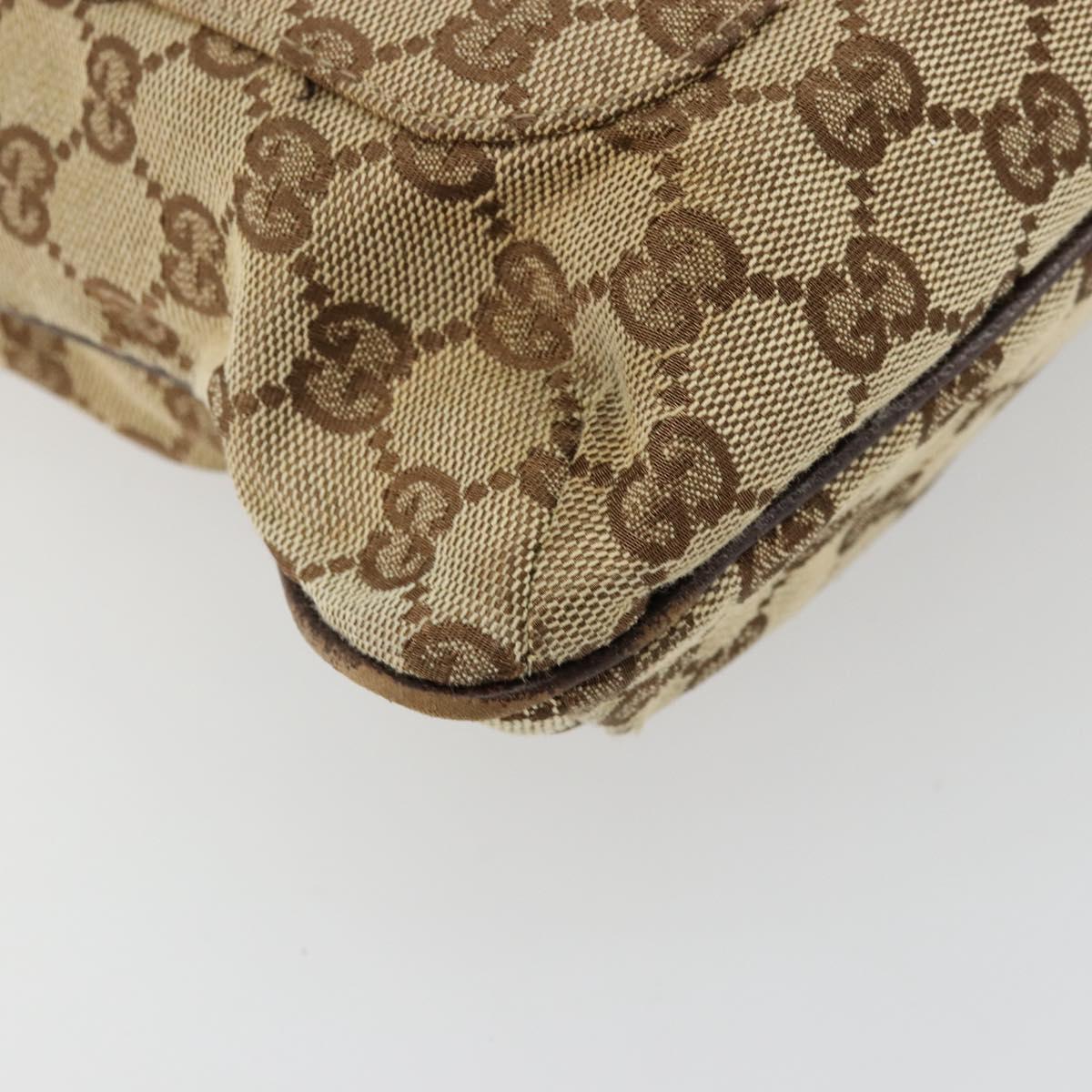 GUCCI GG Canvas Shoulder Bag Beige Silver 122791 Auth bs35106