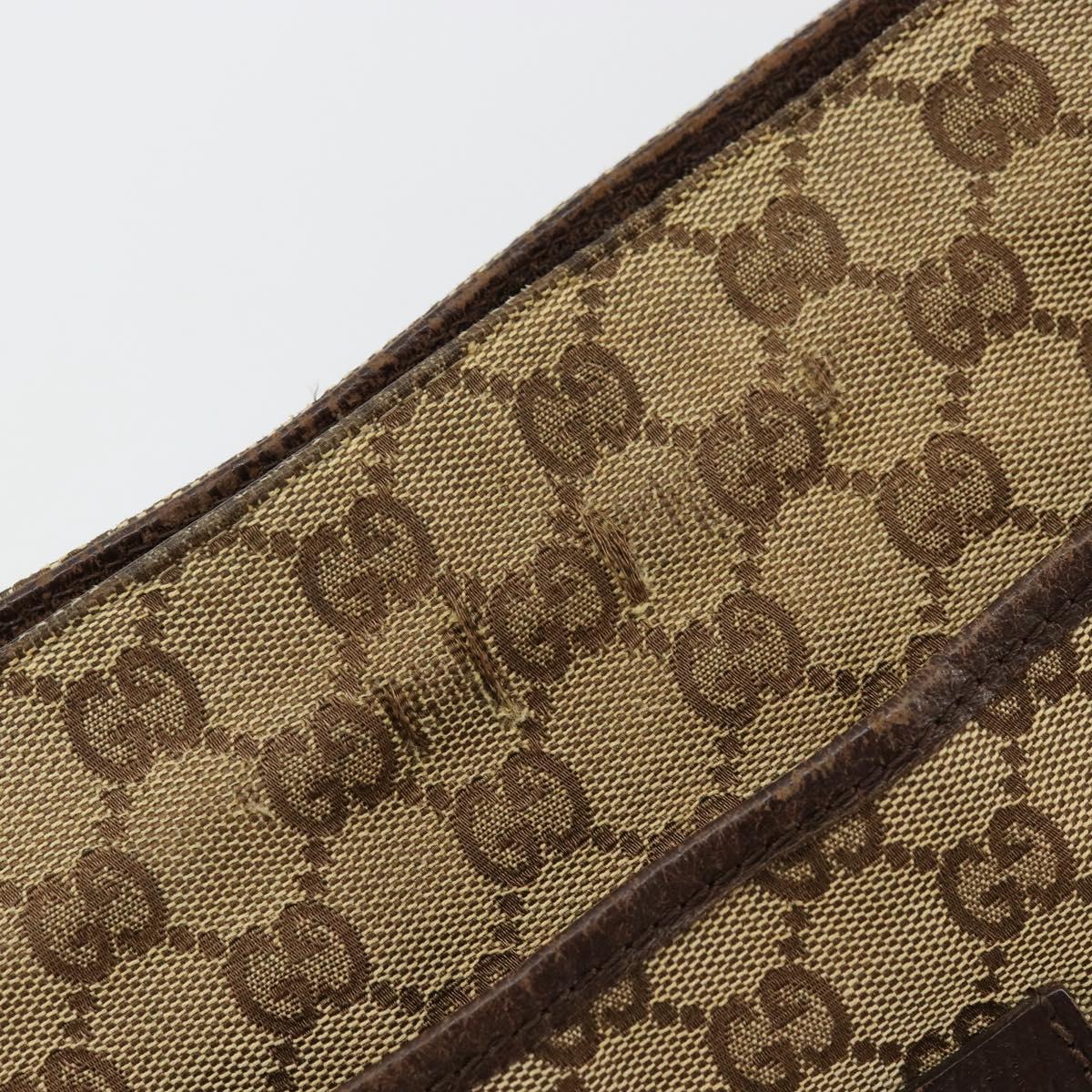 GUCCI GG Canvas Shoulder Bag Beige Silver 122791 Auth bs35106
