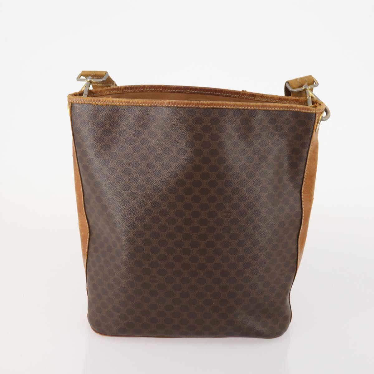 CELINE Macadam Canvas C Sulky Shoulder Bag PVC Leather 3 Set Brown Auth bs35107
