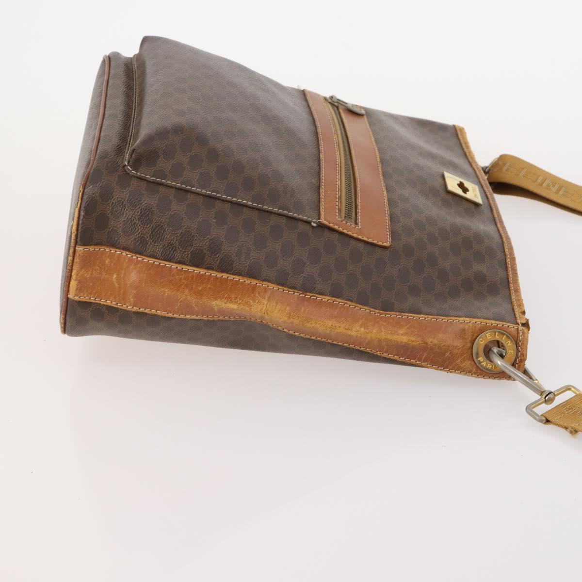 CELINE Macadam Canvas C Sulky Shoulder Bag PVC Leather 3 Set Brown Auth bs35107