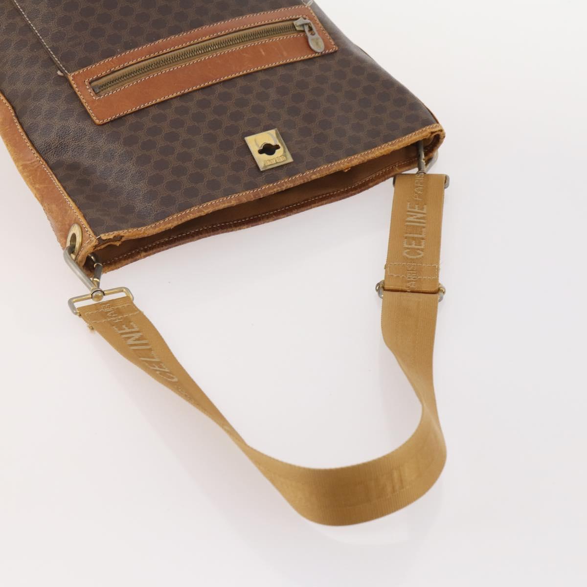 CELINE Macadam Canvas C Sulky Shoulder Bag PVC Leather 3 Set Brown Auth bs35107