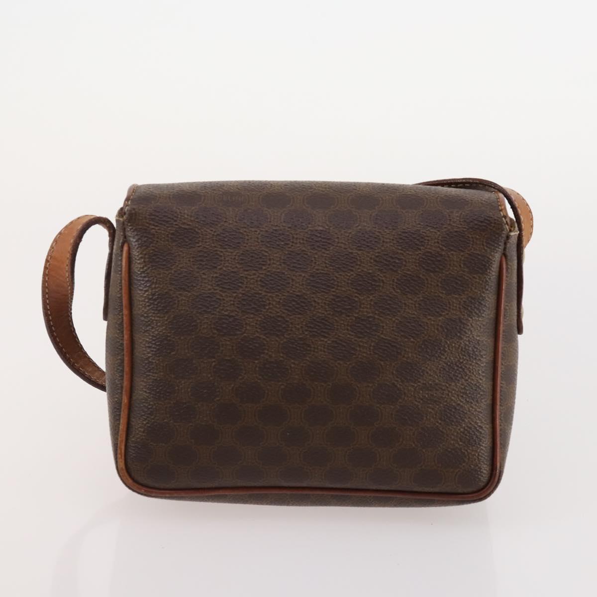 CELINE Macadam Canvas C Sulky Shoulder Bag PVC Leather 3 Set Brown Auth bs35107
