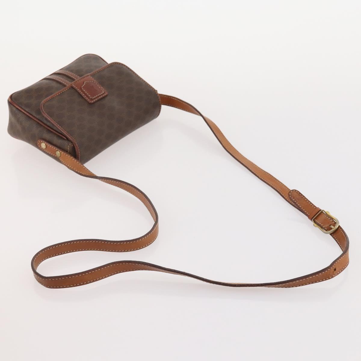 CELINE Macadam Canvas C Sulky Shoulder Bag PVC Leather 3 Set Brown Auth bs35107