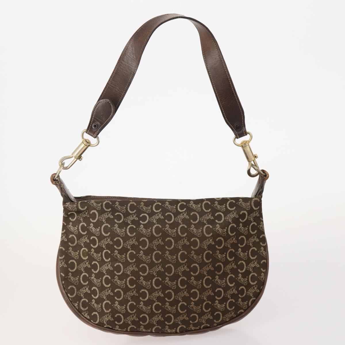 CELINE Macadam Canvas C Sulky Shoulder Bag PVC Leather 3 Set Brown Auth bs35107