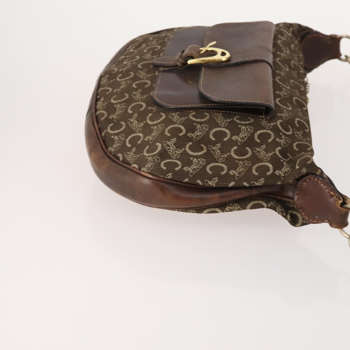 CELINE Macadam Canvas C Sulky Shoulder Bag PVC Leather 3 Set Brown Auth bs35107
