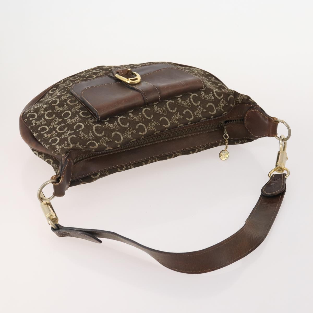 CELINE Macadam Canvas C Sulky Shoulder Bag PVC Leather 3 Set Brown Auth bs35107