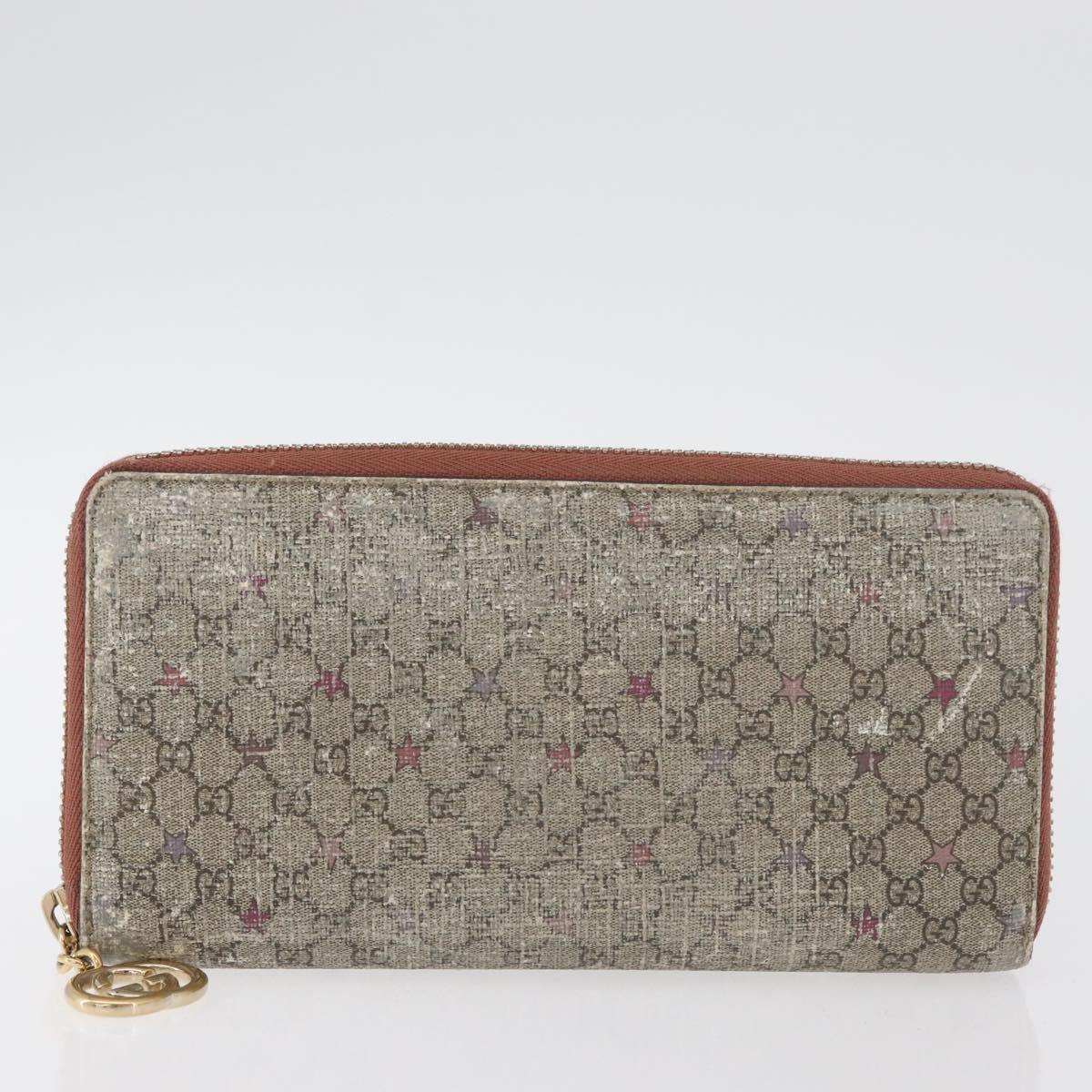 GUCCI GG Supreme Long Wallet PVC 2 Set Beige Navy Auth bs35114