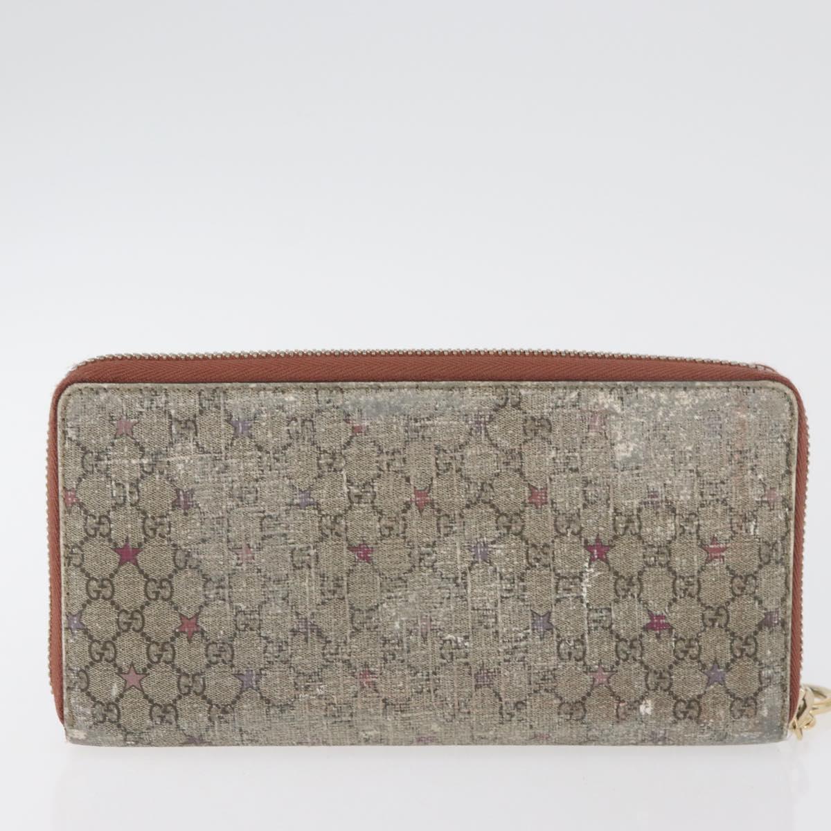 GUCCI GG Supreme Long Wallet PVC 2 Set Beige Navy Auth bs35114