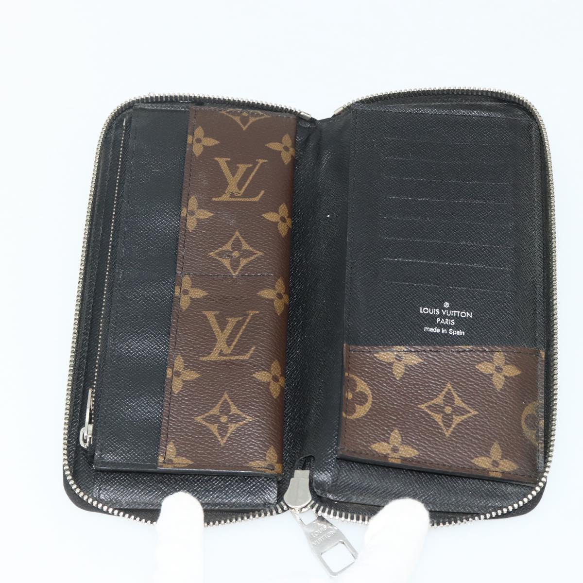 LOUIS VUITTON Monogram Macassar Zippy Wallet Vertical M60109 LV Auth bs35115