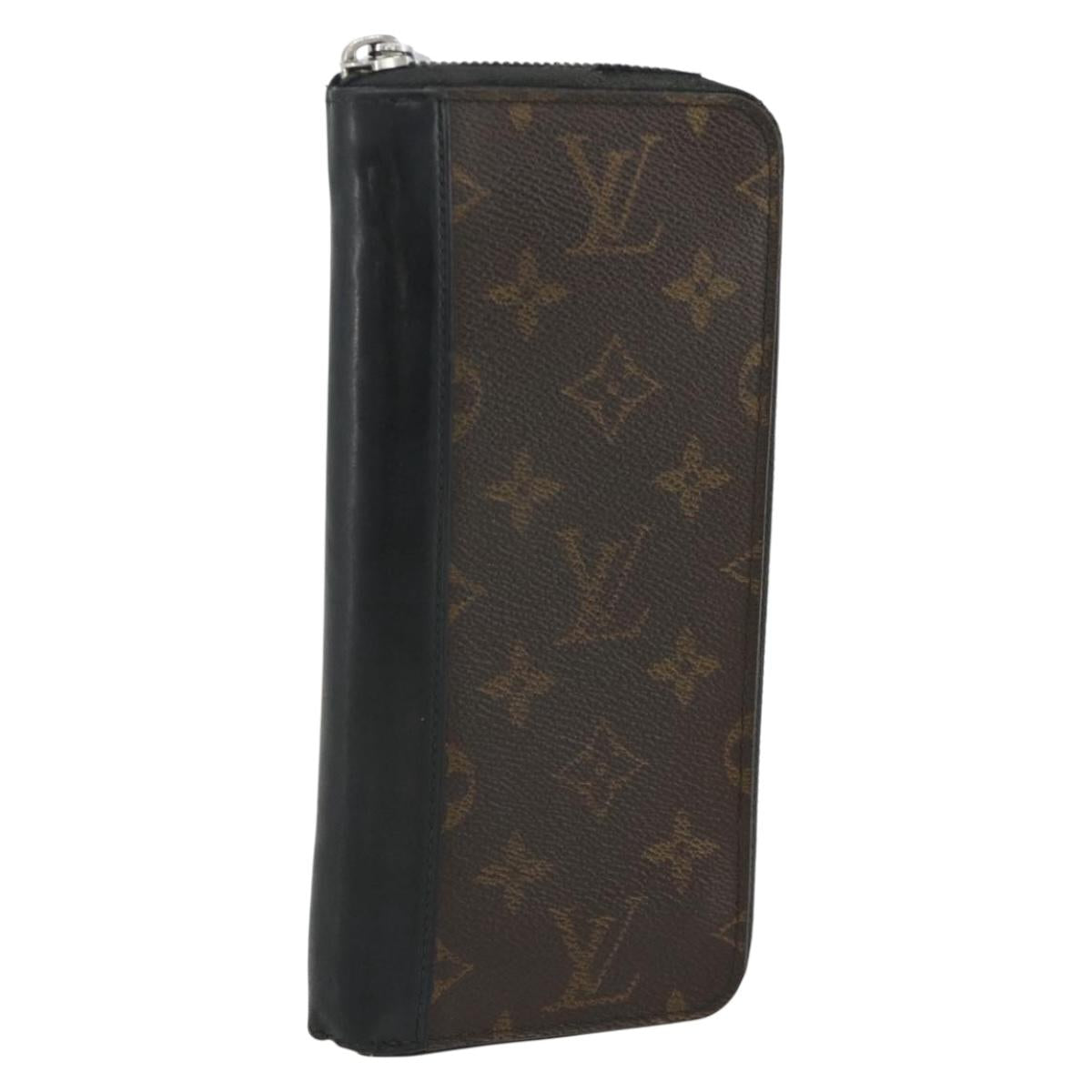 LOUIS VUITTON Monogram Macassar Zippy Wallet Vertical M60109 LV Auth bs35115