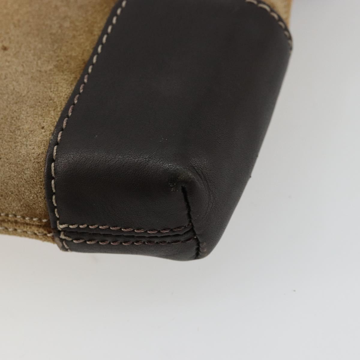 LOEWE Anagram Shoulder Bag Suede Beige Gold Auth bs35117
