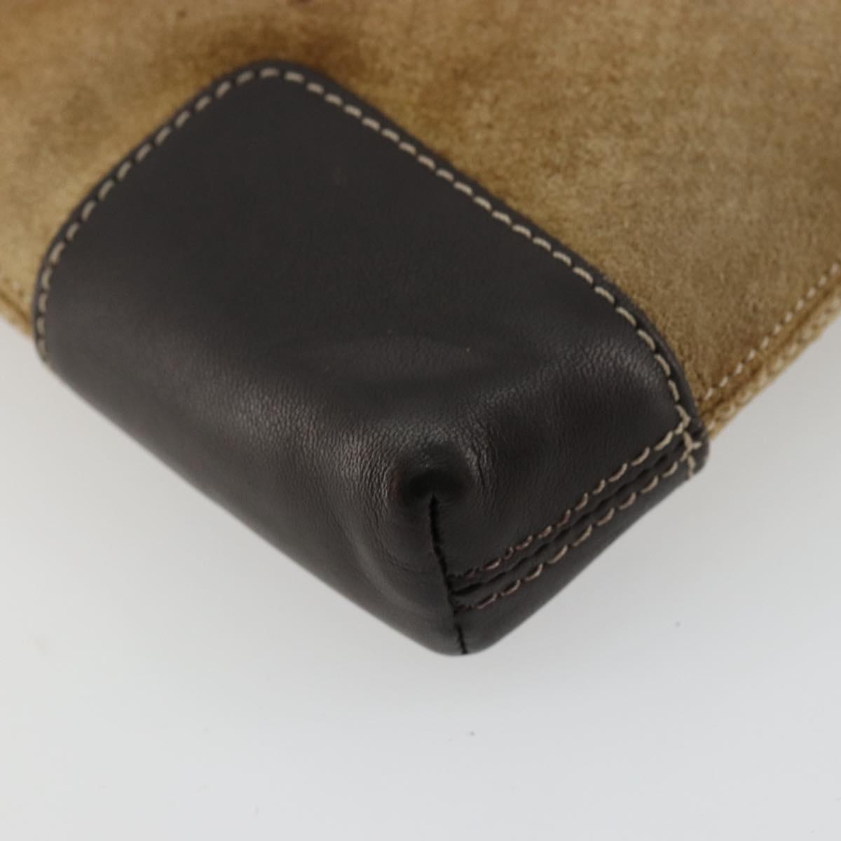 LOEWE Anagram Shoulder Bag Suede Beige Gold Auth bs35117