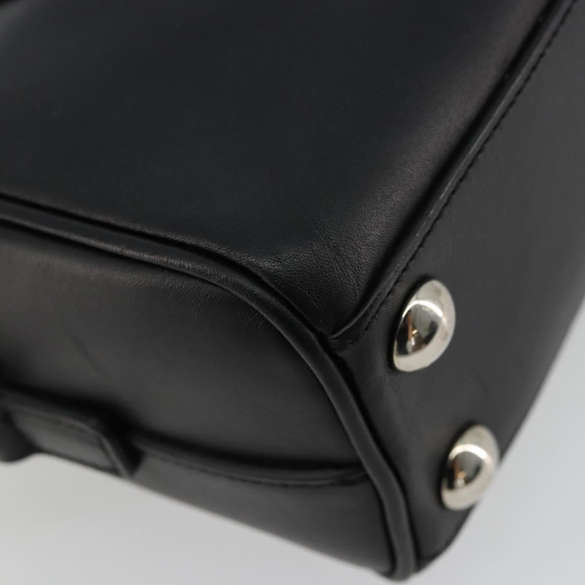 SAINT LAURENT Duffle Toy Hand Bag Leather 2way Black Silver Auth bs35119