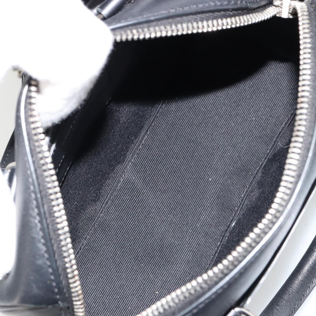 SAINT LAURENT Duffle Toy Hand Bag Leather 2way Black Silver Auth bs35119