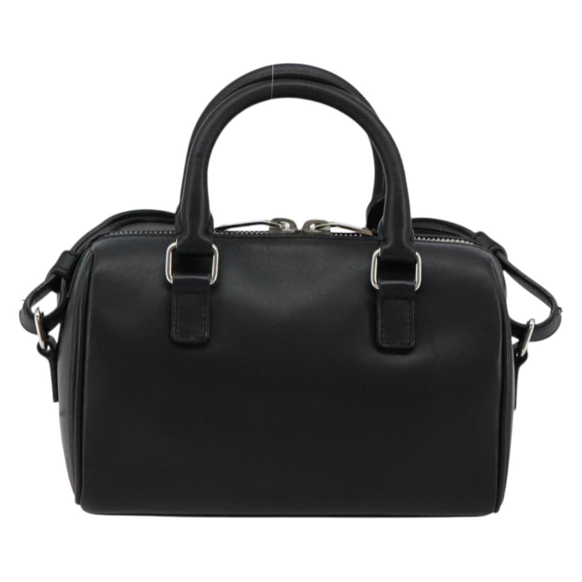 SAINT LAURENT Duffle Toy Hand Bag Leather 2way Black Silver Auth bs35119