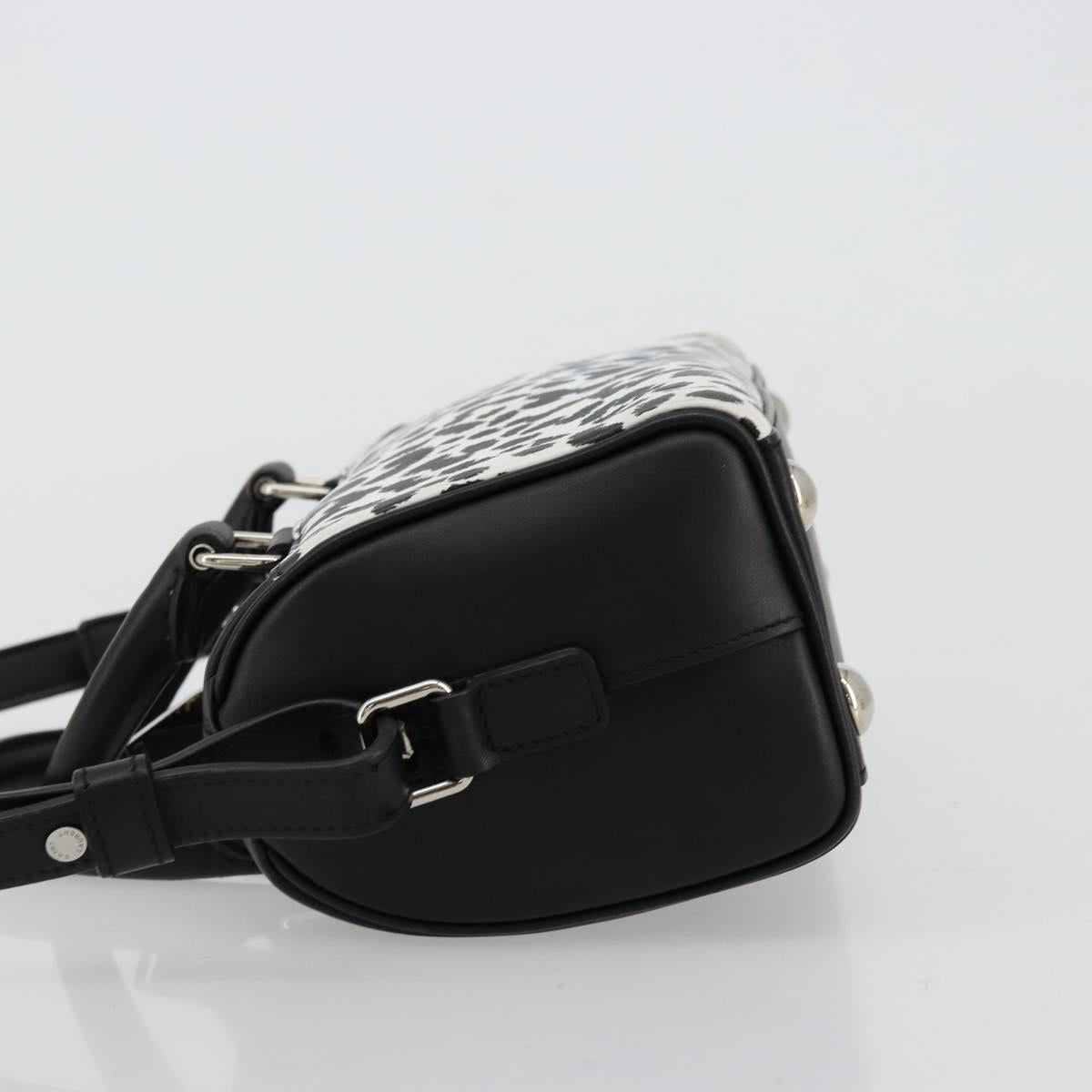 SAINT LAURENT Duffle Toy Hand Bag Leather 2way Black Silver Auth bs35119
