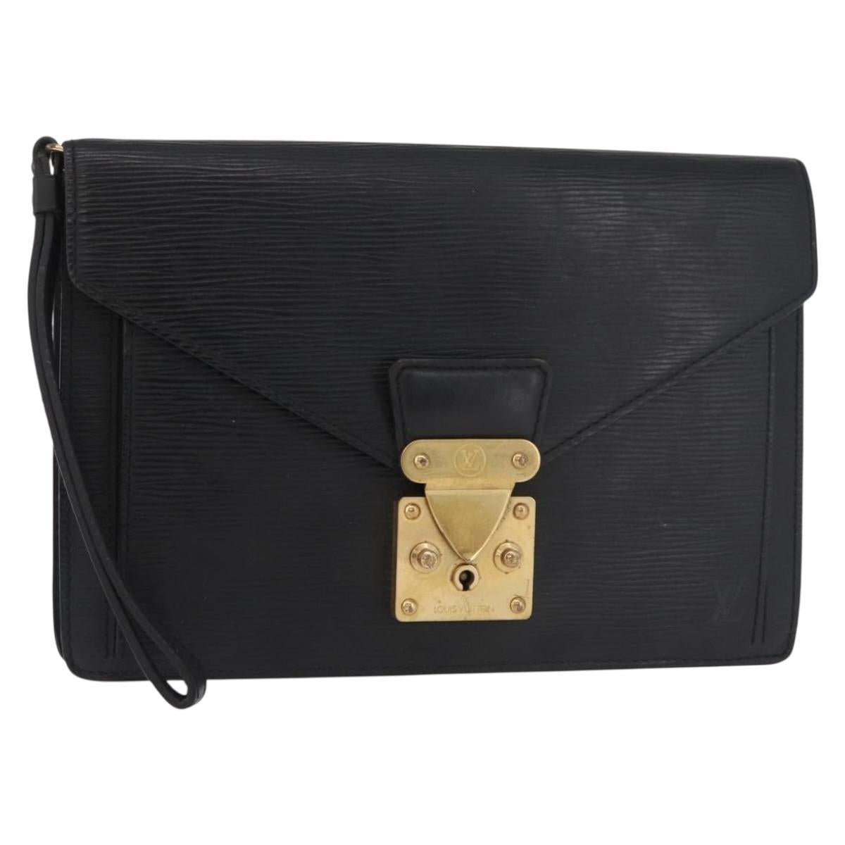 LOUIS VUITTON Epi Serie Dragonne Clutch Bag Black Noir M52612 LV Auth bs35123