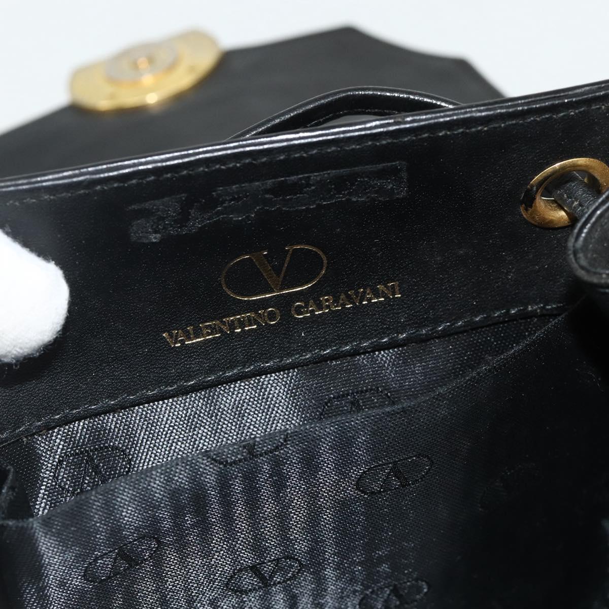 VALENTINO Backpack Leather Black Gold Auth bs35125
