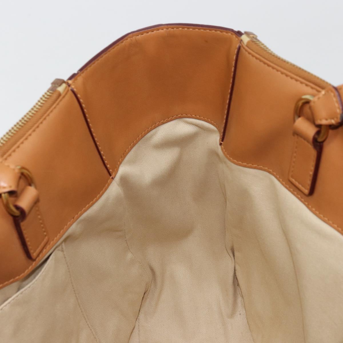 Chloe Tote Bag Leather Beige Gold Auth bs35139