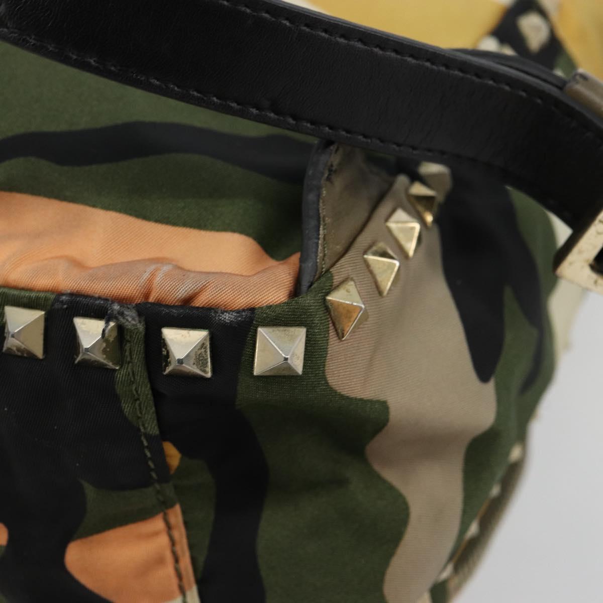 VALENTINO Studs Camouflage Backpack Nylon Khaki Gold Auth bs35140