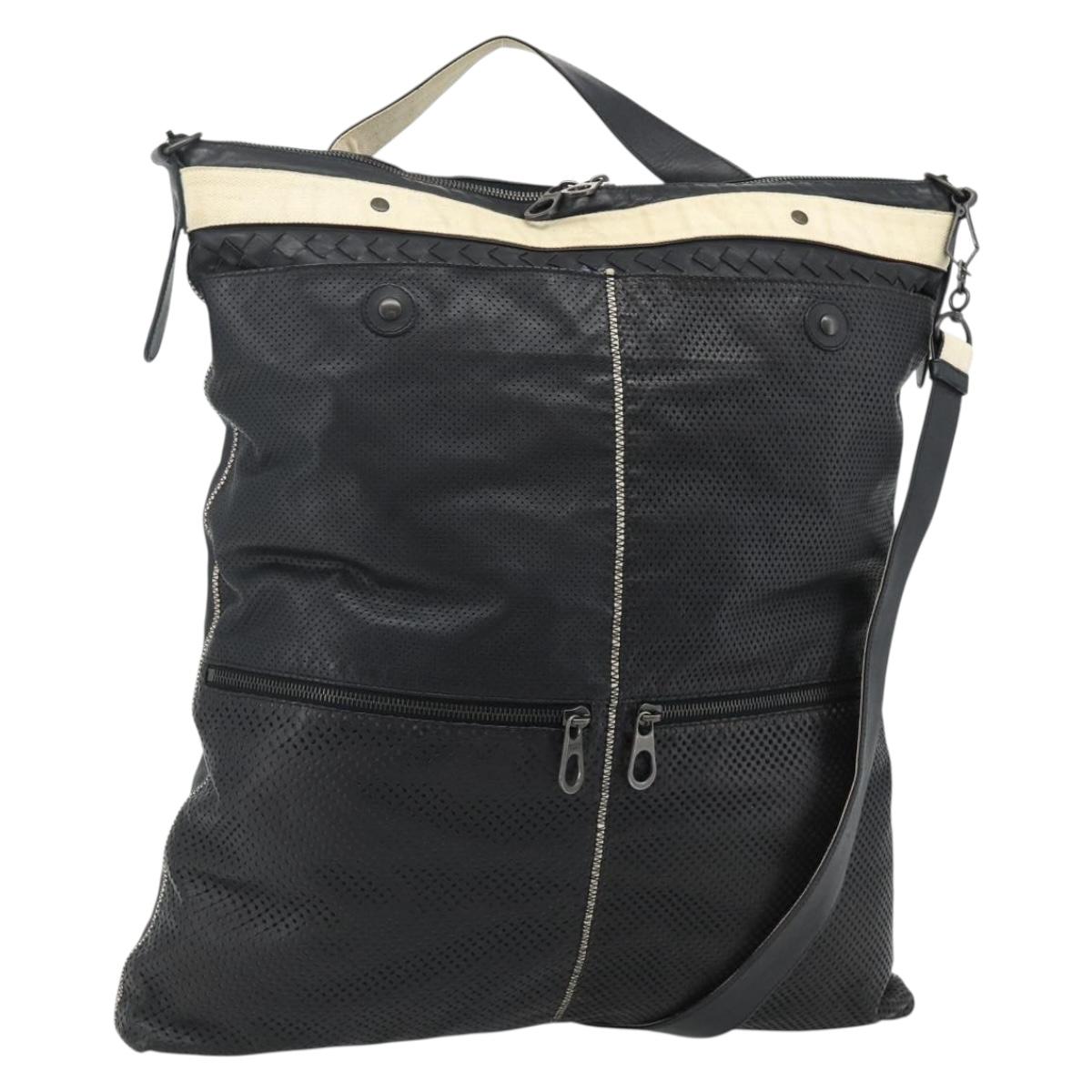 BOTTEGA VENETA INTRECCIATO Shoulder Bag Leather 2way Black Auth bs35143