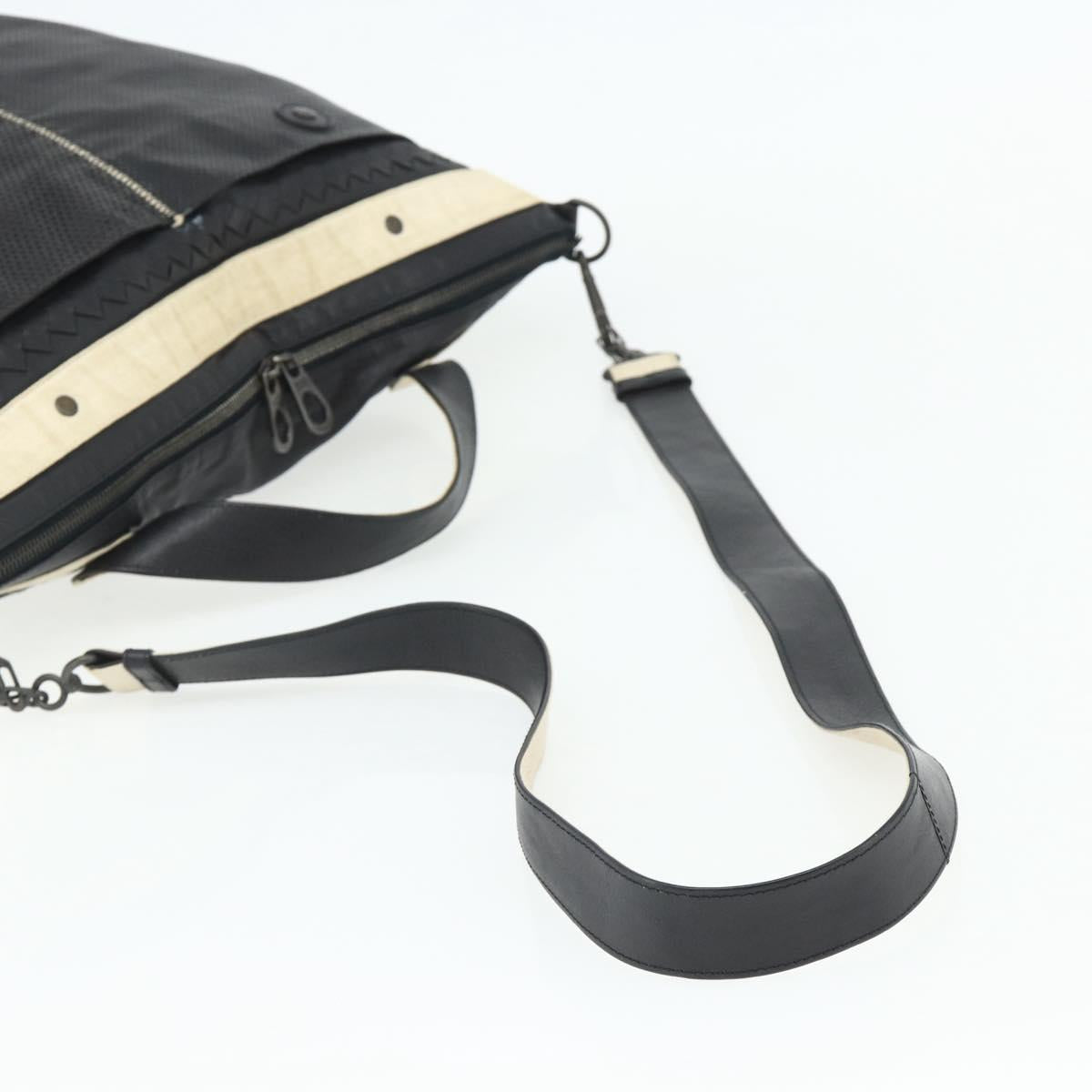 BOTTEGA VENETA INTRECCIATO Shoulder Bag Leather 2way Black Auth bs35143