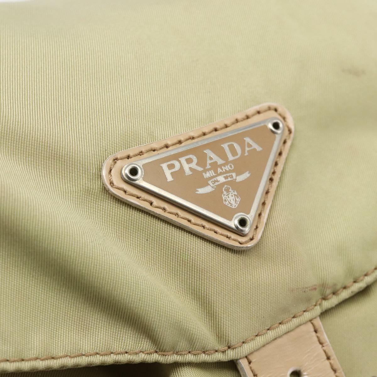 PRADA Backpack Nylon Khaki Silver Auth bs35144