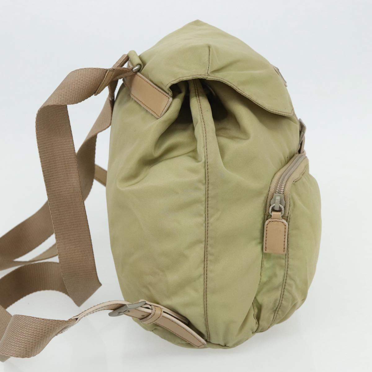 PRADA Backpack Nylon Khaki Silver Auth bs35144