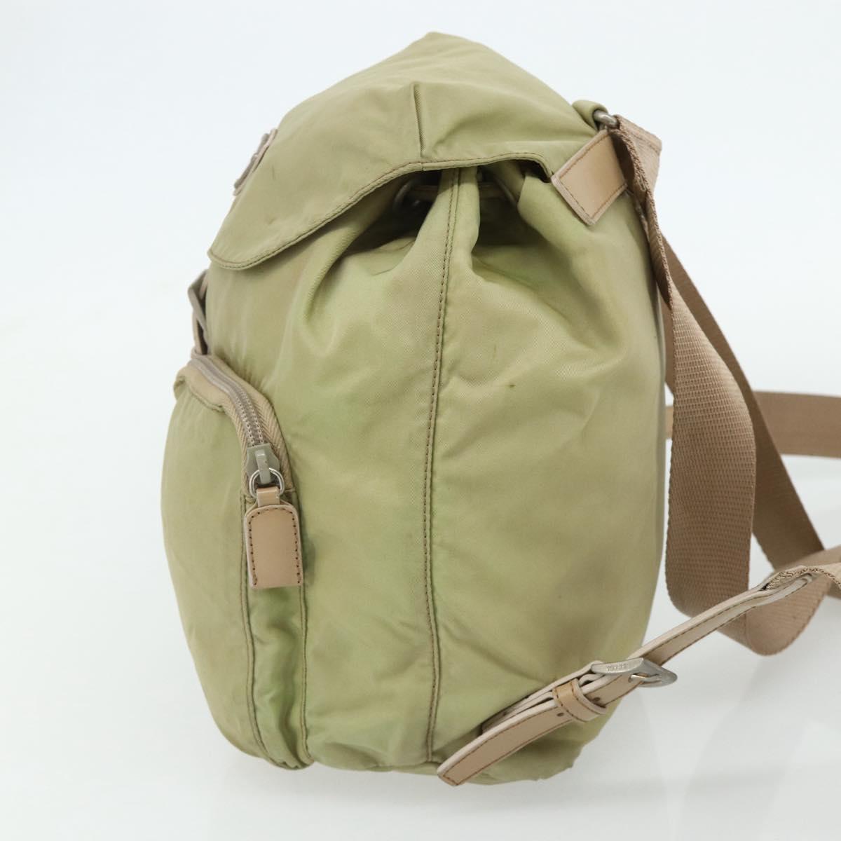 PRADA Backpack Nylon Khaki Silver Auth bs35144