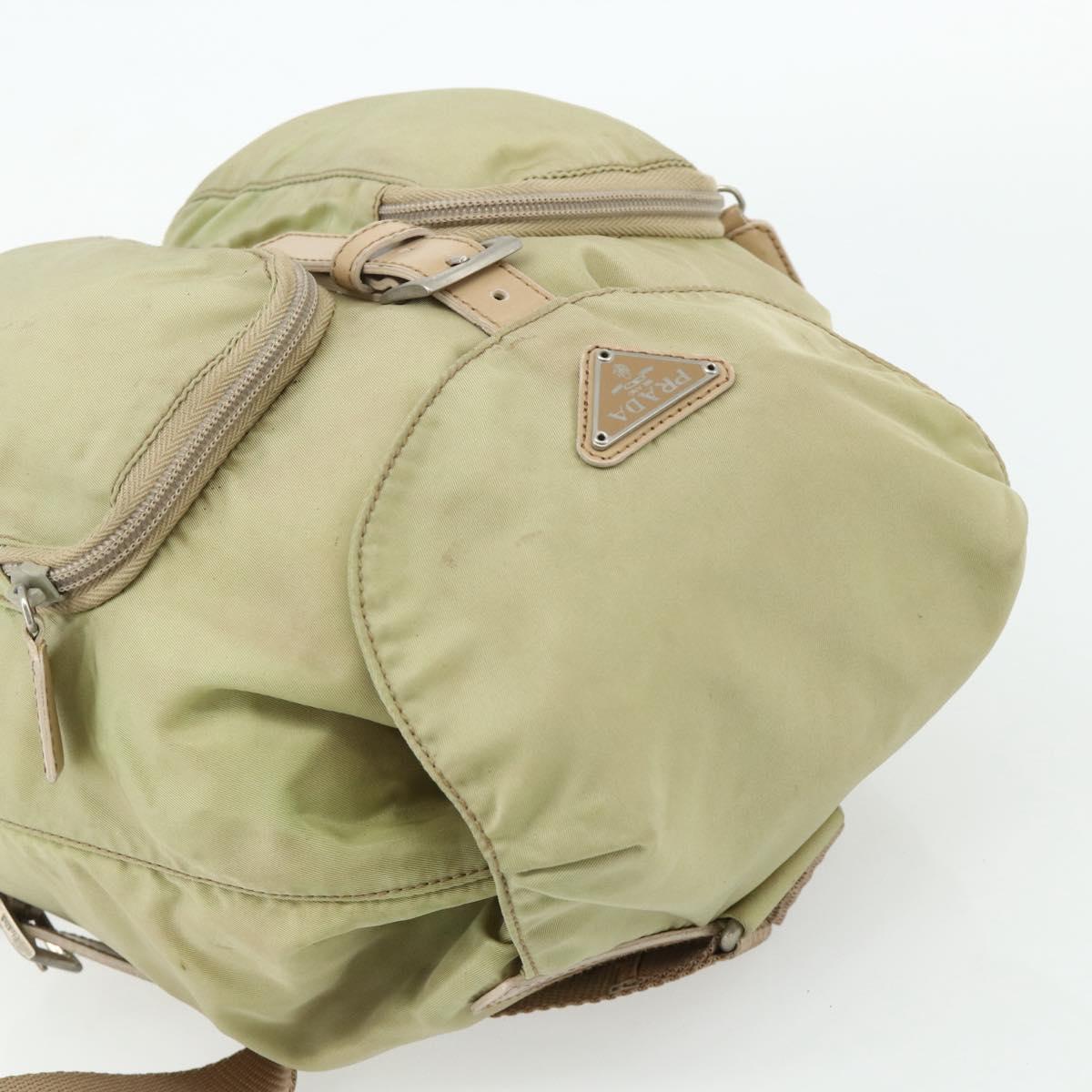 PRADA Backpack Nylon Khaki Silver Auth bs35144