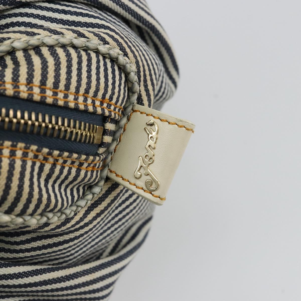 FENDI Spy Hand Bag Canvas Navy Gold Auth bs35147A