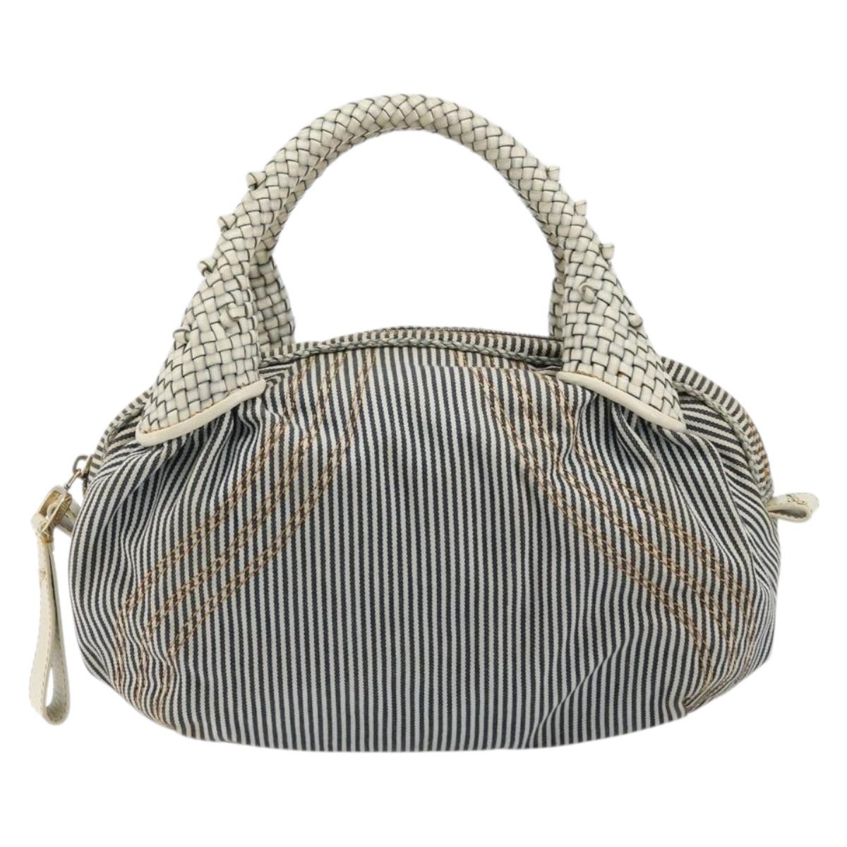 FENDI Spy Hand Bag Canvas Navy Gold Auth bs35147A