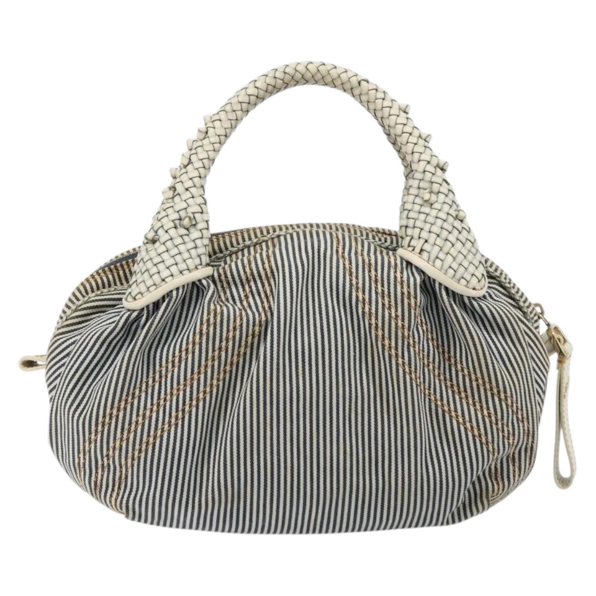 FENDI Spy Hand Bag Canvas Navy Gold Auth bs35147A