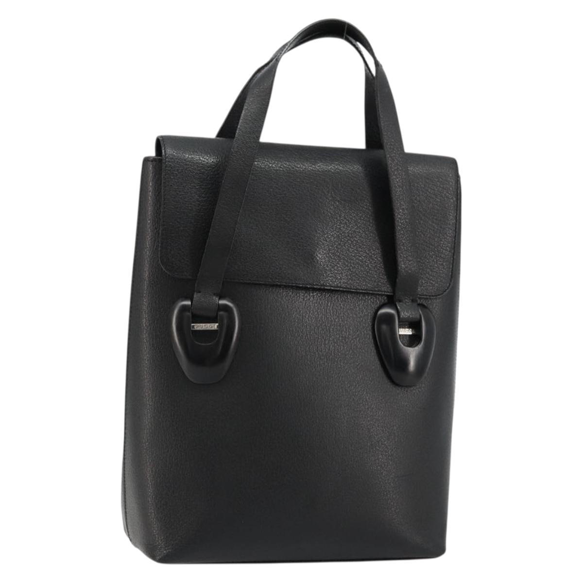 GUCCI Hand Bag Leather Black Silver 002 123 0452 Auth bs35148